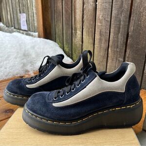 Dr Martens Wm’s Vintage Y2K Suede Strip Platform Shoes In Blue & Gray Sz 7UK/9US